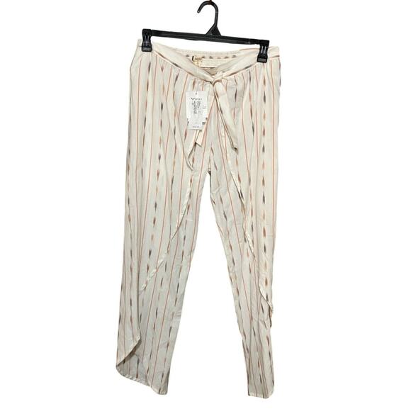 NEW Roxy Jessa Pants Size LG Cream With Peach Pattern Womens Beach Cover-Up Boho - Picture 1 of 4